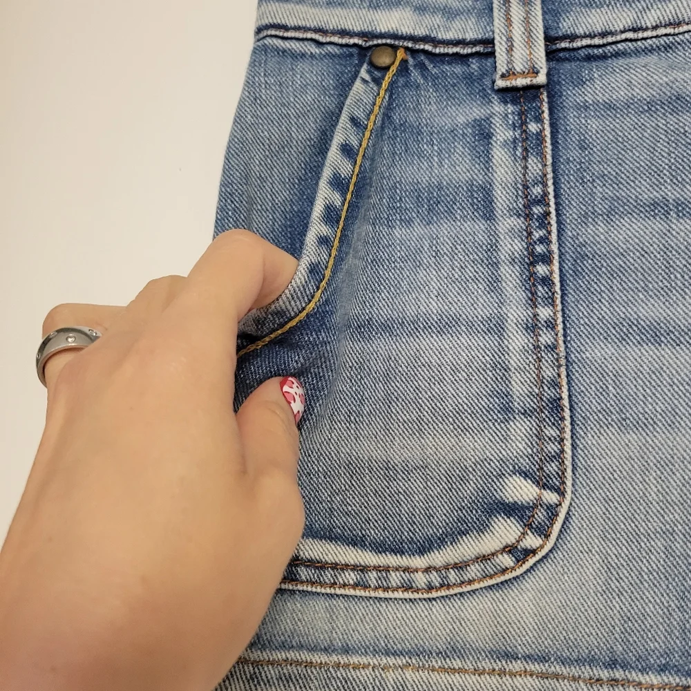 RARE Vintage Y2K Blue Mid Wash Denim‎ Mini Micro Skirt Low Rise 30